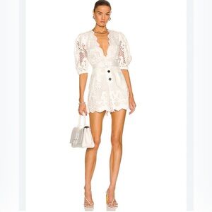 $1657 NWOT Self-Portrait Lattice Lace White Romper ( 2‎ )